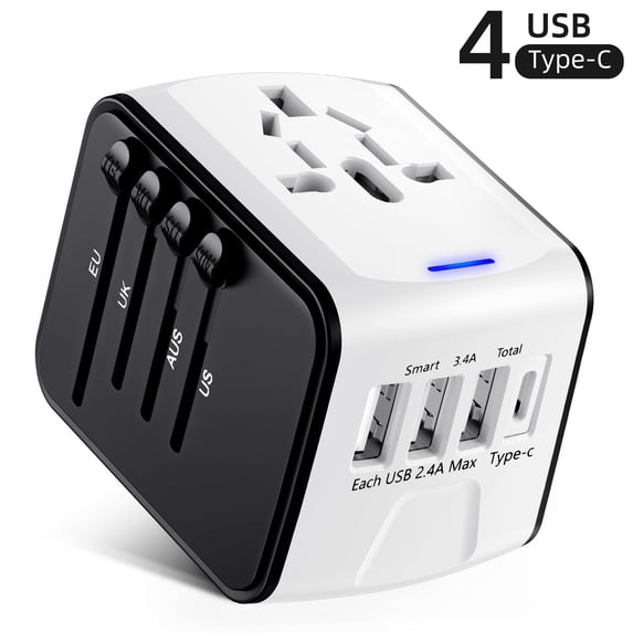 European Travel Plug Adapter, Meromore Travel Adapter with Type C, White