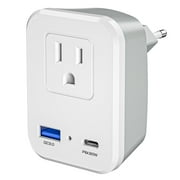 European Travel Plug Adapter for USA to Spain, Iceland, Italy, France, Germany and Most EU Countries with PD 30W GaN USB C Charging Port for iPhone 15 / 14 / 13 / 12 / 11 iPad Air / Pro etc.