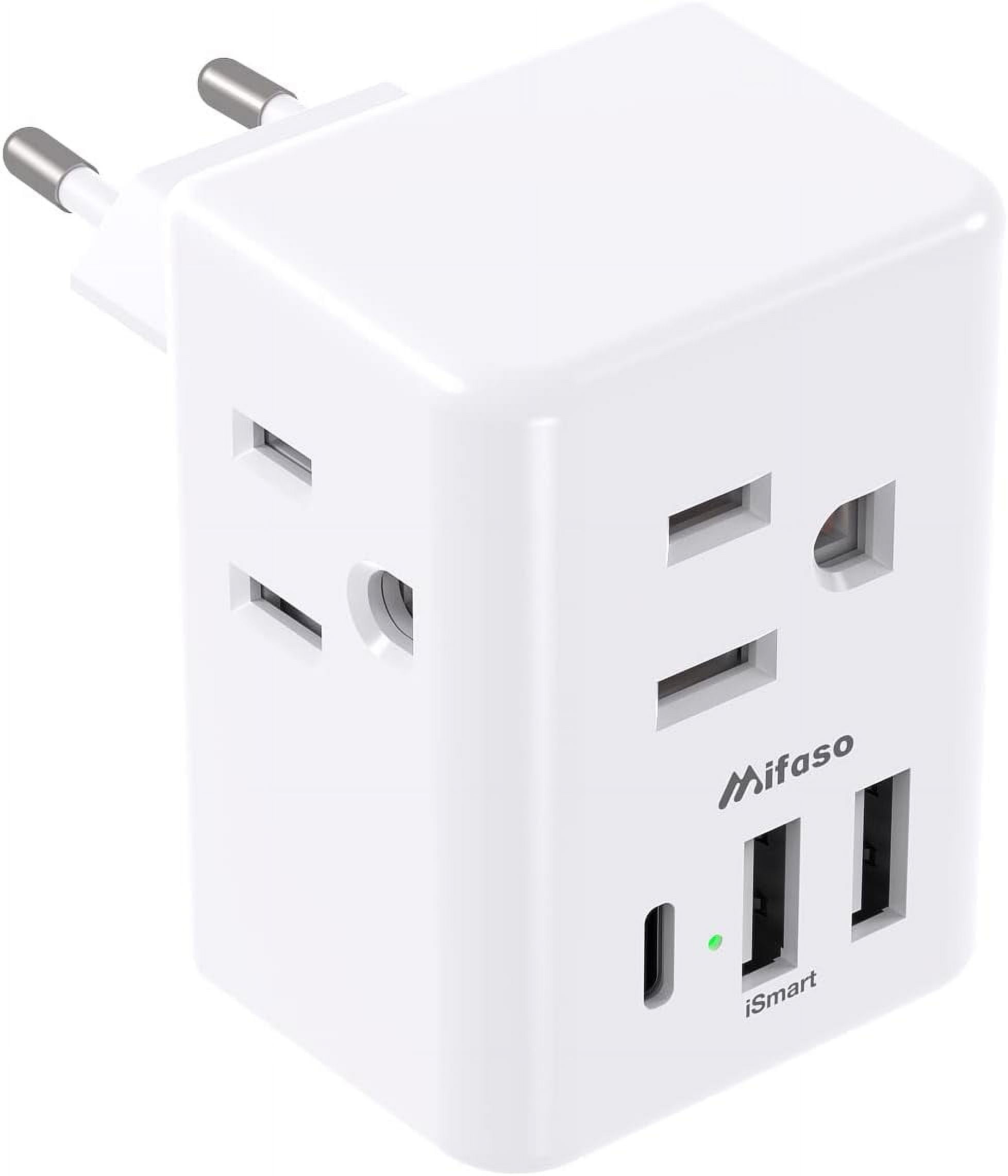 European Travel Plug Adapter with USB Charging Ports(1 USB C