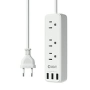 European Travel Plug Adapter   Unidapt International Power Strip with 3 USB Ports & 3 AC Outlets, 3.3ft Extension Cable, US to EU Adapter, Study Abroad & Travel Essential