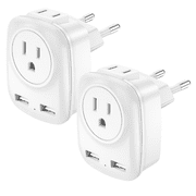 European Travel Plug Adapter, YIFENG International Travel Power Adaptor 2 USB, Type C Outlet Adapter Charger USA to Most of Europe EU Spain Iceland Italy Germany France Israel  2 Pack
