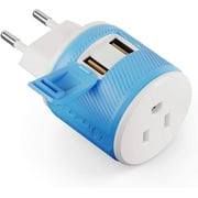 European Travel Plug Adapter with Dual USB - for Most of Europe - Type C (U2U-9C)
