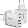thumbnail image 1 of European USB C Charger 2 Pack, 55W European Travel Plug Adapter 4-Port Fast Charger Type C Wall Charger USA to Europe Plug Adaptor for iPhone 16 15 14 13 12 11 Pro Max XS X 8, Galaxy, Android, 1 of 1