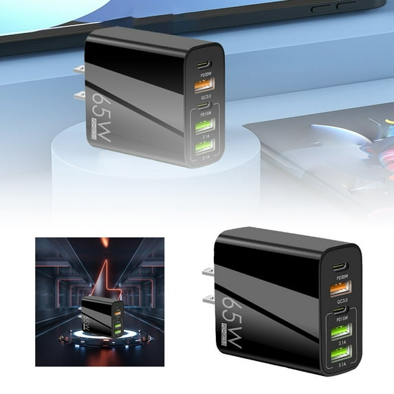 European USB C Charger Station Fast Charging Hub Europe Travel Power Adapter Multiple 6 Multi Port 65W GaN PD QC Block EU UK US Plug