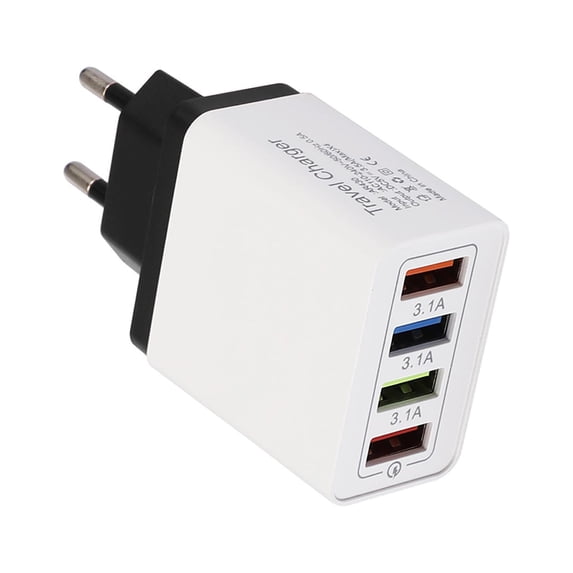 European USB Charger, Quick Charge 3.0 40W USB Charger Block EU Plug 4 Port European Travel Plug Adapter for iPhone 17 16 15 14 13 12 11 Plus Pro Max X 8, Galaxy, Pixel, Android