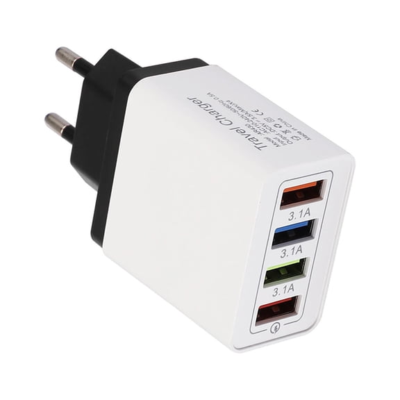 European USB Charger, Quick Charge 3.0 40W USB Charger Block EU Plug 4 Port European Travel Plug Adapter for iPhone 17 16 15 14 13 12 11 Plus Pro Max X 8, Galaxy, Pixel, Android