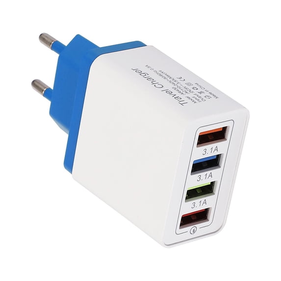 European USB Charger, Quick Charge 3.0 40W USB Charger Block EU Plug 4 Port European Travel Plug Adapter for iPhone 17 16 15 14 13 12 11 Plus Pro Max X 8, Galaxy, Pixel, Android