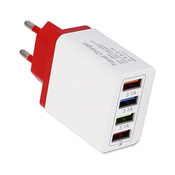 European USB Charger, Quick Charge 3.0 40W USB Charger Block EU Plug 4 Port European Travel Plug Adapter for iPhone 17 16 15 14 13 12 11 Plus Pro Max X 8, Galaxy, Pixel, Android