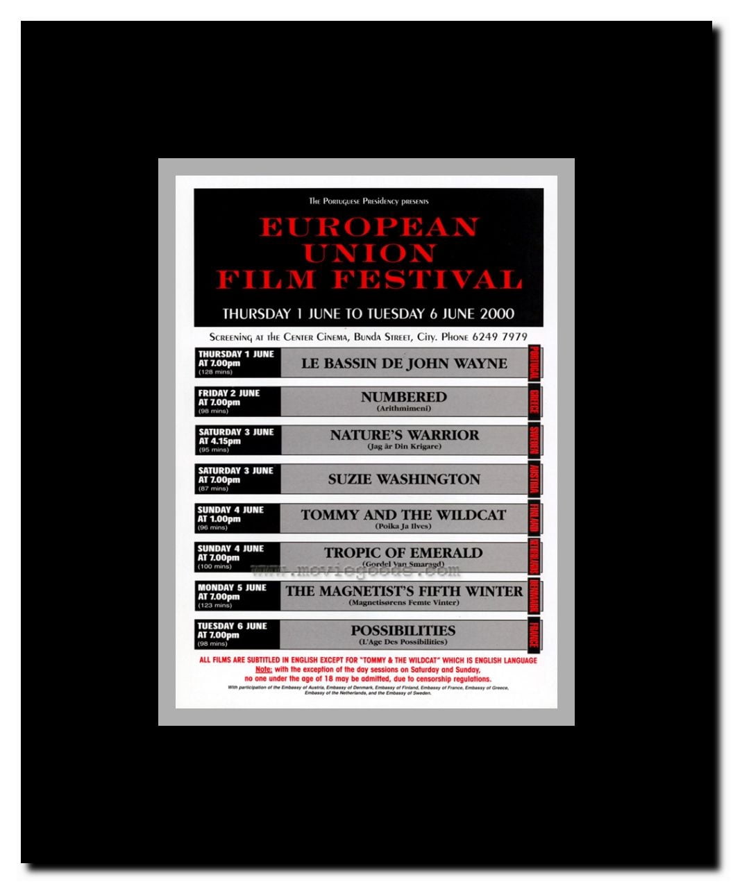 European Union Film Festival Framed Movie Poster