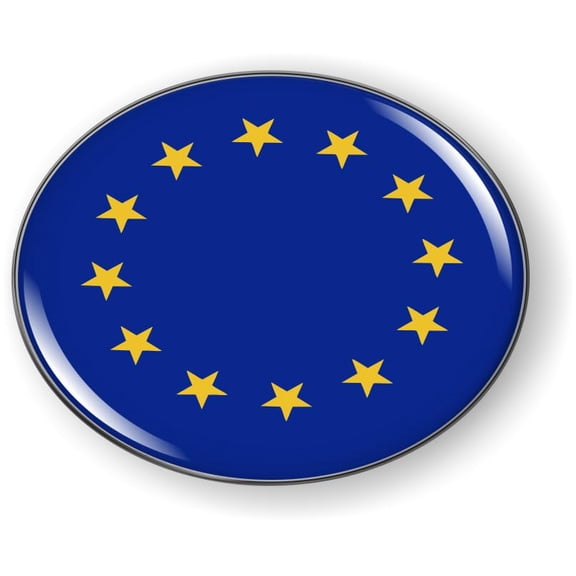 European Union Flag | Flag of The Council of Europe 3D Domed CAR Emblem Badge Sticker Flexible Round
