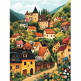 thumbnail image 1 of European Village Landscape Canvas Print/Wall Art， Suitable for Living Room，Dining Room，and Hallway Decoration., 1 of 8