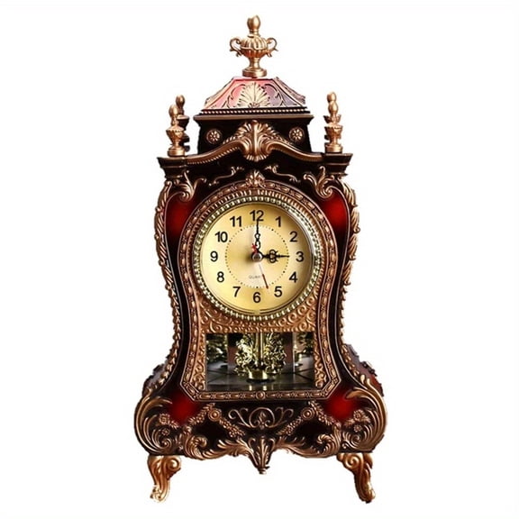European Vintage Grandfather Clock with 12 Melodies & Swing Hour Movement, Alarm, Mantel Tabletop/forshelf Clock - vintage Retro for home Decoration, - (AA Not Included)