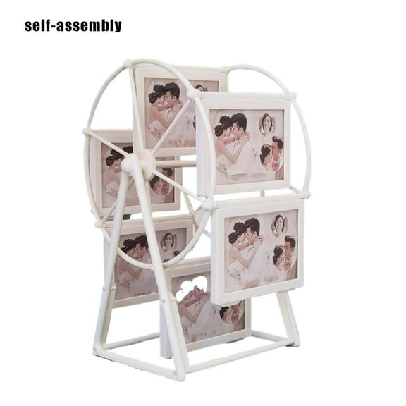 European Vintage Rotating Ferris Wheel Photo Frame, 5-Inch Antique Bronze Embossed Desktop Display, DIY Assembly Required, Wedding Anniversary Gift