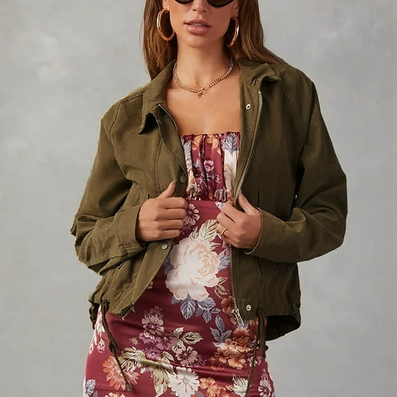 European And Women's Autumn Jacket · Velvet Motorcycle Style Button Long Sleeved Lightweight Coat Denim Jacket Lightweight Thin Jacket Women Summer Casual Denim Jackets for Women Denim Ruffle Jacket