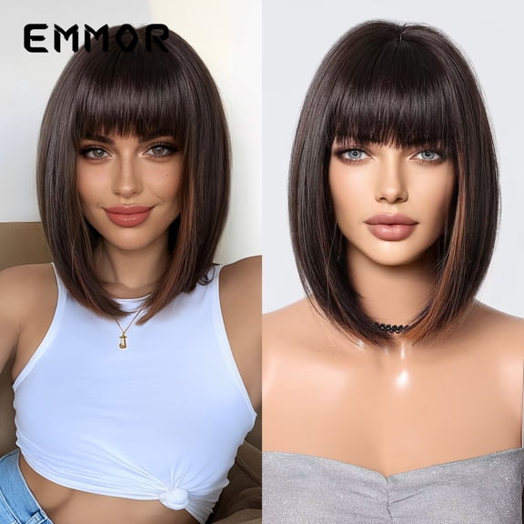 European and American Cross-Border Natural Fashion Breathable Full Bangs White Short Straight Bob Wig Full Head Hairstyle Wigs