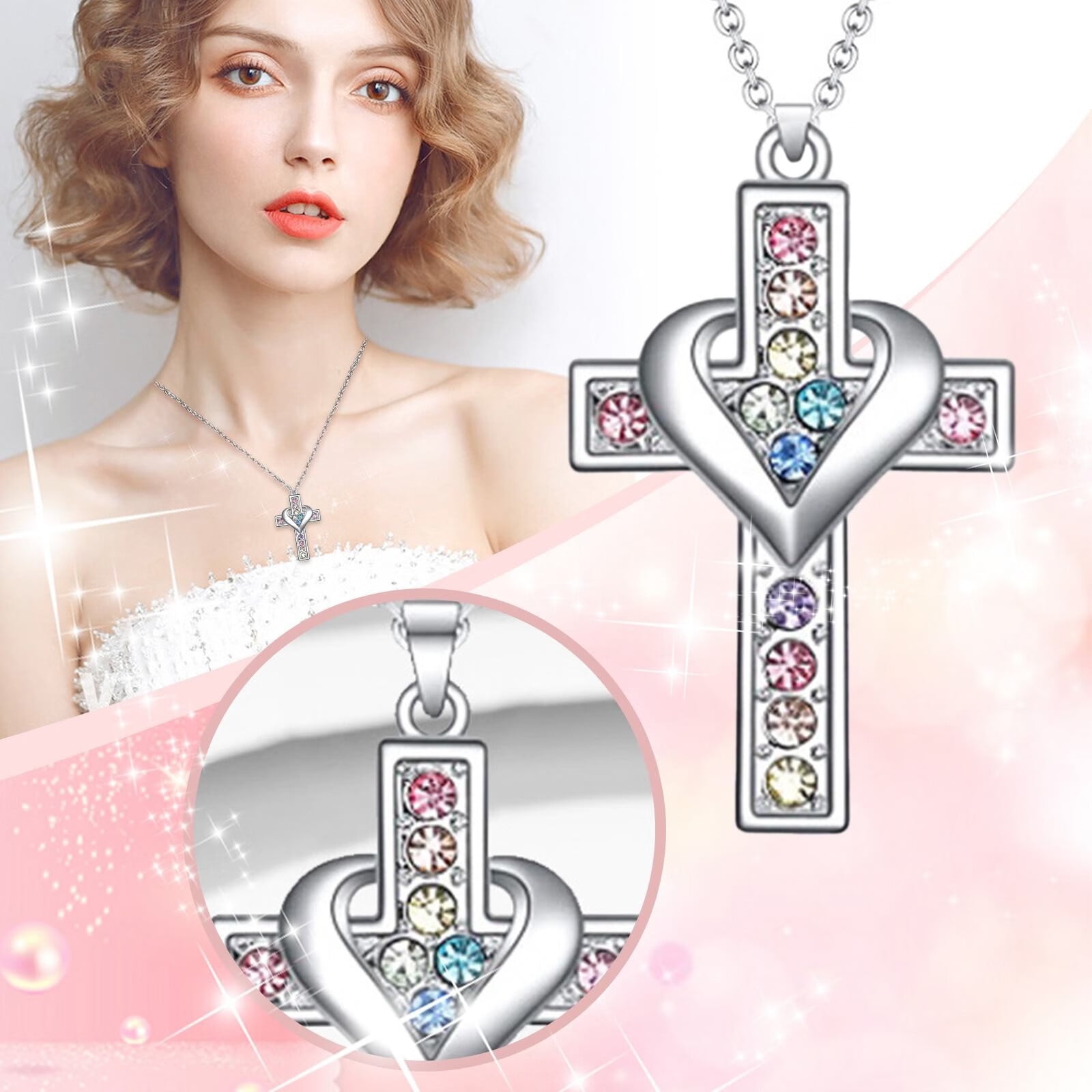 Female diamond on sale cross necklace