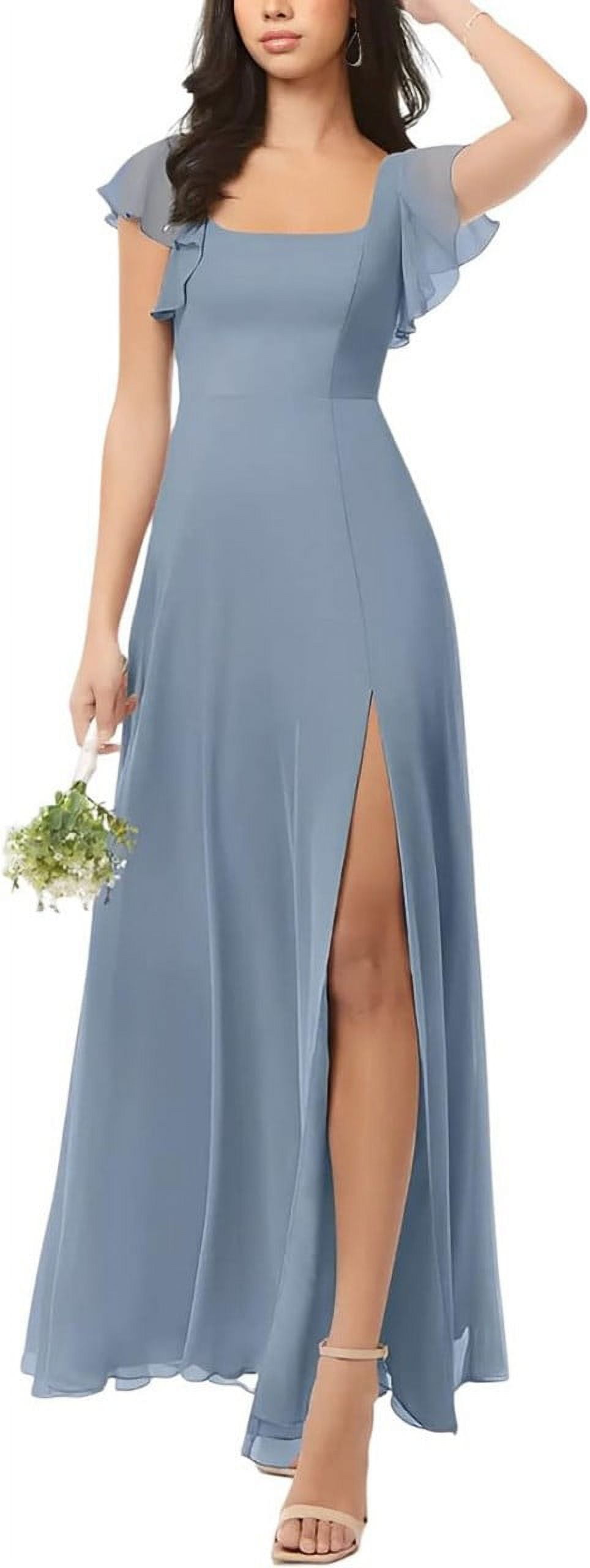 European and American Foreign trade chiffon bridesmaid dress with split  long long dress slim backless girlfriend wedding evening dress - Walmart.com