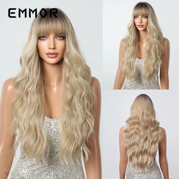 European and American Style Wine Red Full Bangs Big Waves Waist-Length Long Curly Hair Elegant Fashion Wig Full Head Hairstyle Wigs