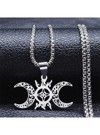 Wicca Lotus Flower Witchcraft Sun Moon Star Jewelery Necklace