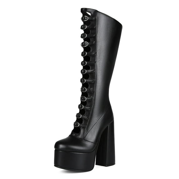 European and American Women's Sweet Style, Thick High Heels, Thick Sole, Round Toe, Spicy Girl Fashion, Side Zipper Boots