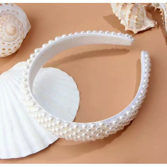 European and American bridal pearl crystal headband crown tiara princess style hair accessories for women