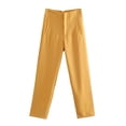 thumbnail image 1 of European and American clothing new summer style multi-color high-waisted nine-point trousers slim casual pants-yellow-M, 1 of 7
