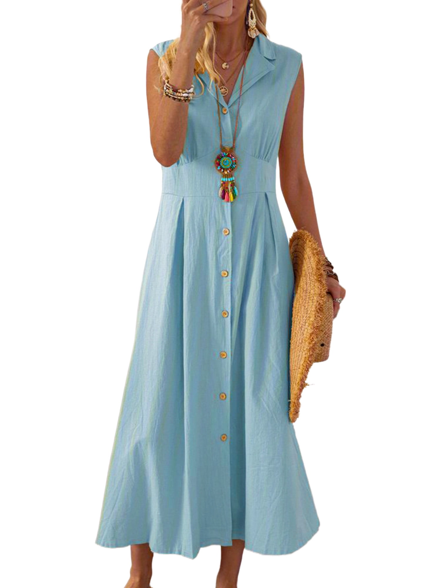 Buy Women's Loose Cotton Summer Shirt Dress at Ubuy Bangladesh