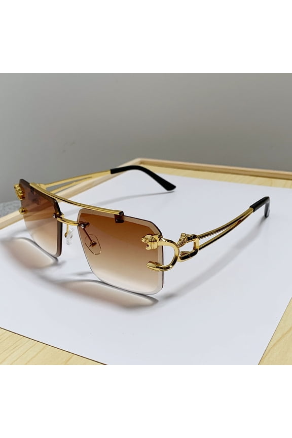 European and American double-beam cut-edge cheetah sunglasses for men, unique and trendy sunglasses for women, fashionable and versatile