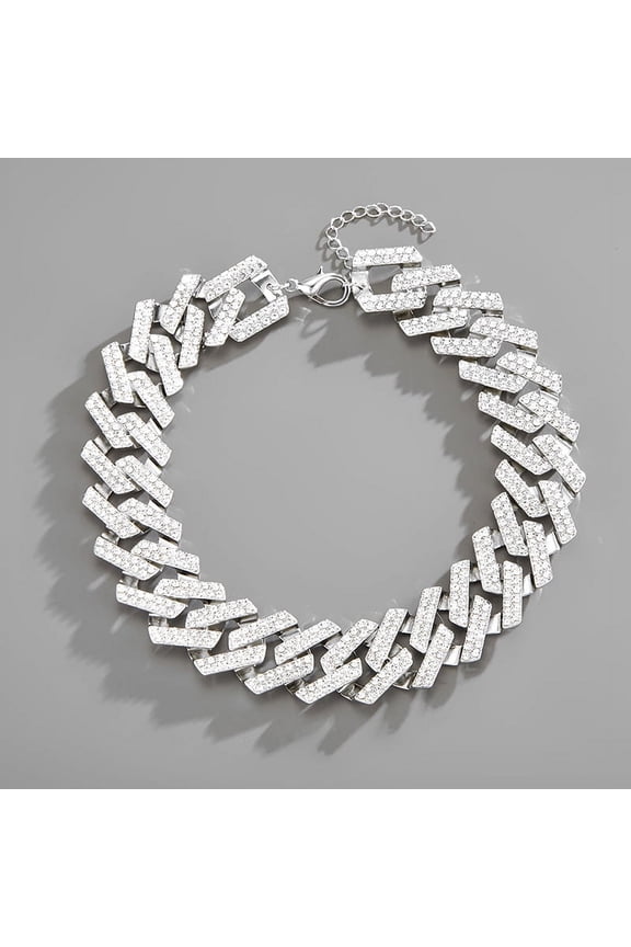 European and American hip-hop 30mm oversized Cuban chain thick chain trendy retro full diamond men's necklace