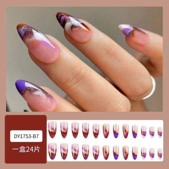 European and American hot-selling drop nail nail patches Hot girl glitter fake nail patches Nebula smear French wearable nails