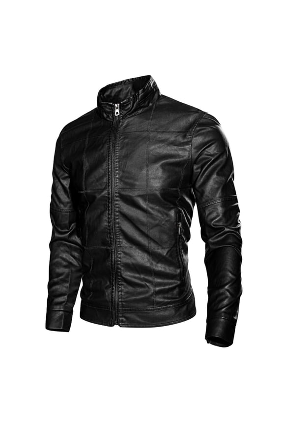 European and American size stand-up collar PU leather jacket retro men's jacket