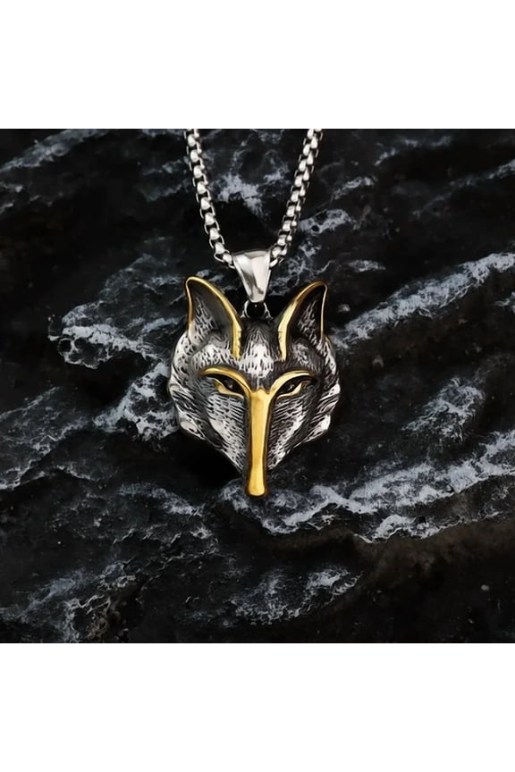 European and American style Viking Fox 14K White Gold Men's Pendant Jewelry Necklace Holiday Gift