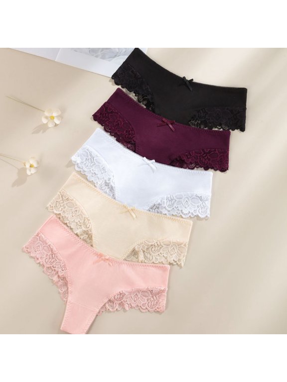 European and American style comfortable high-elastic lace panties for women, mid-waist sexy European and American size all-cotton bikini panties