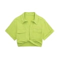 thumbnail image 1 of European and American style summer new stretch linen blended multi-color short shirt for women - light green - L, 1 of 7