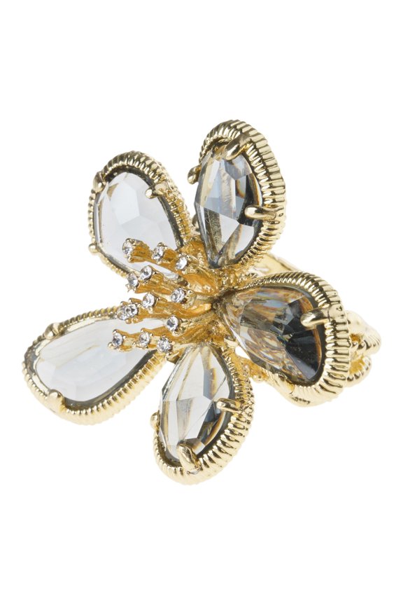 European and Exaggerated Crystal Flower - Feminine Fashion Opening Rings Online Celebrity Forefinger Rings