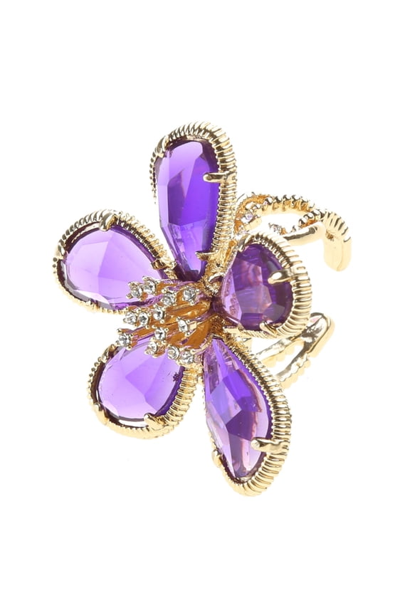 European and Exaggerated Crystal Flower - Feminine Fashion Opening Rings Online Celebrity Forefinger Rings