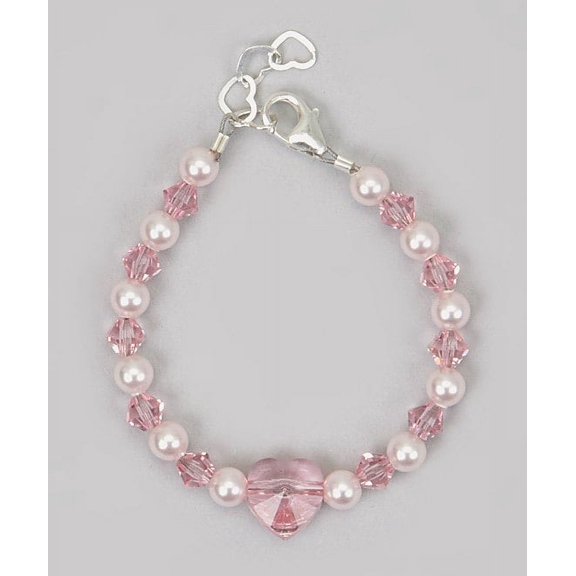 European pink crystal Heart Baby/toddler, child Bracelet ( BSFH )