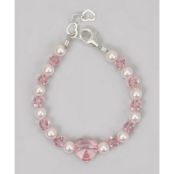 European pink crystal Heart Baby/toddler, child Bracelet ( BSFH )