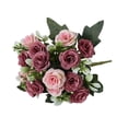 thumbnail image 1 of European style 15 head Noble Consort small rose bouquet silk flower home placement wedding arch fake flower living room dining table decoration, 1 of 7