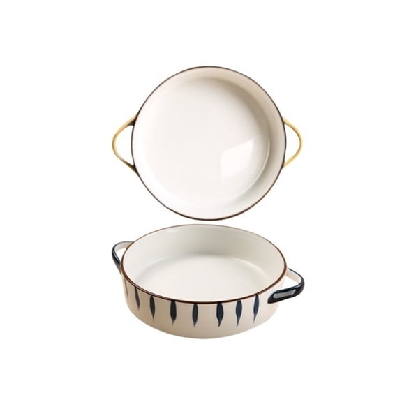 European-style Ceramic Cheese Gratin Dish for Home Use, Creative Wide Noodle Baking Tray for Oven