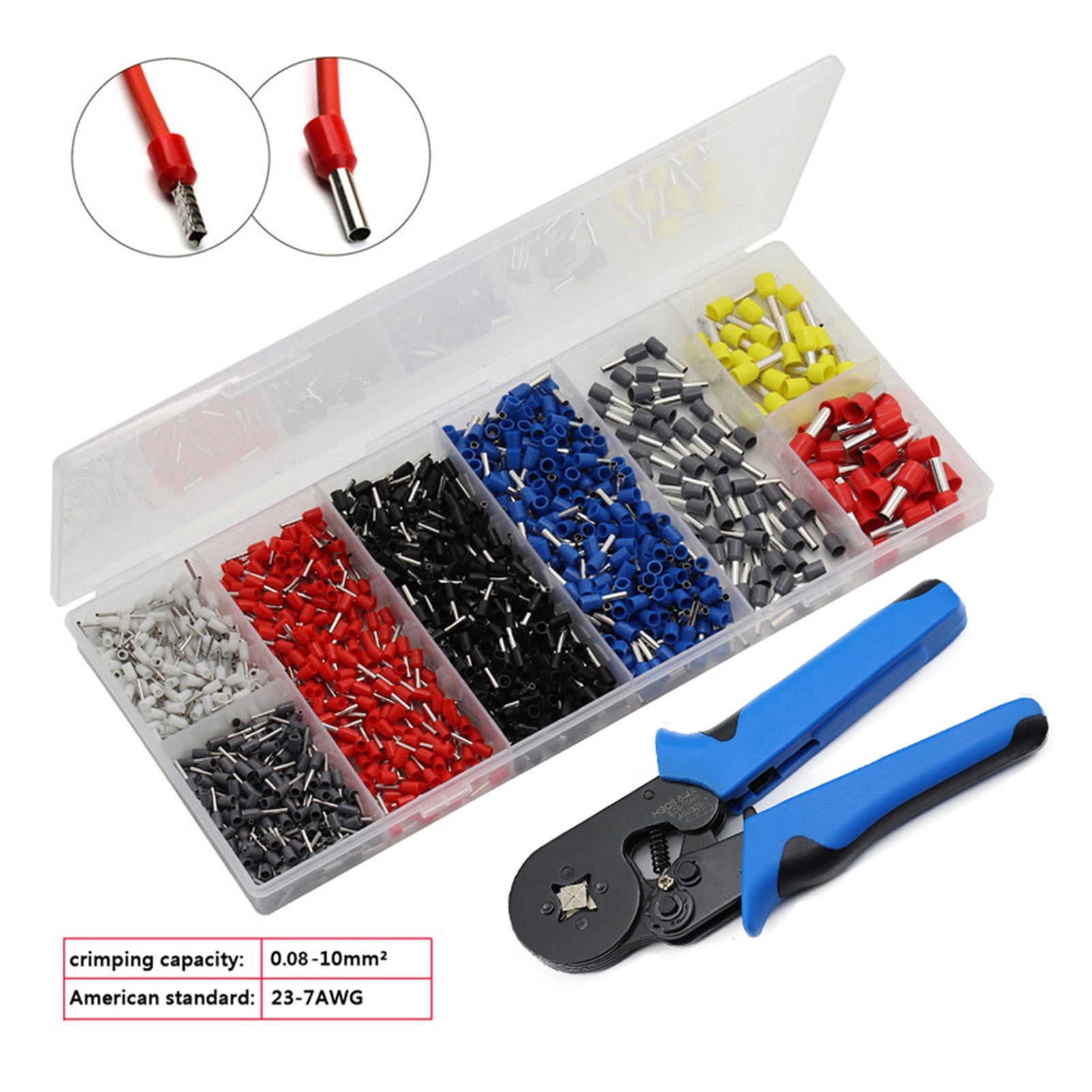 European style Crimper Terminal Crimping Pliers Wire Stripper Crimper Ferrule Crimping Hand Tool Pliers+ 1200 Terminals Kit Set ,Durability That Lasts