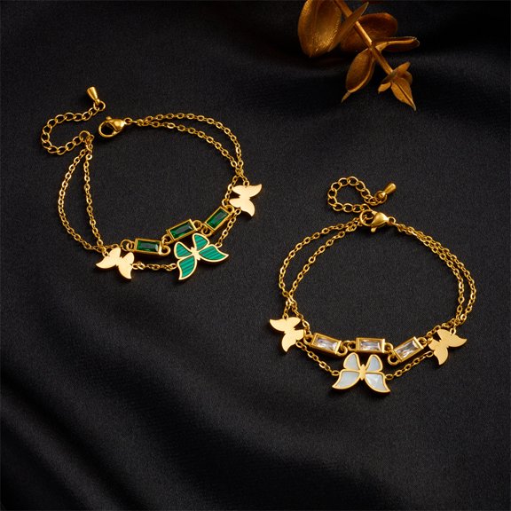 European-style Stylish Simple And Versatile Elegant Butterfly Double-layer Bracelet
