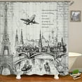 thumbnail image 1 of European style landscape 3D printed shower curtain waterproof fabric Paris tower bathroom curtain home decor curtain with hooks, 1 of 5