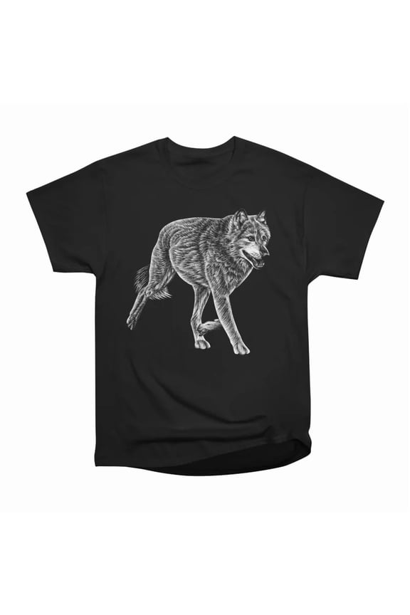 European wolf ink illustration T-Shirt Tee Gift For Him Merch For Her Apparel For Friend