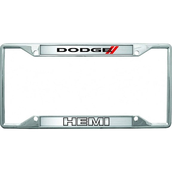 Eurosport Daytona Dodge HEMI Logo Stainless Steel License Plate Frame