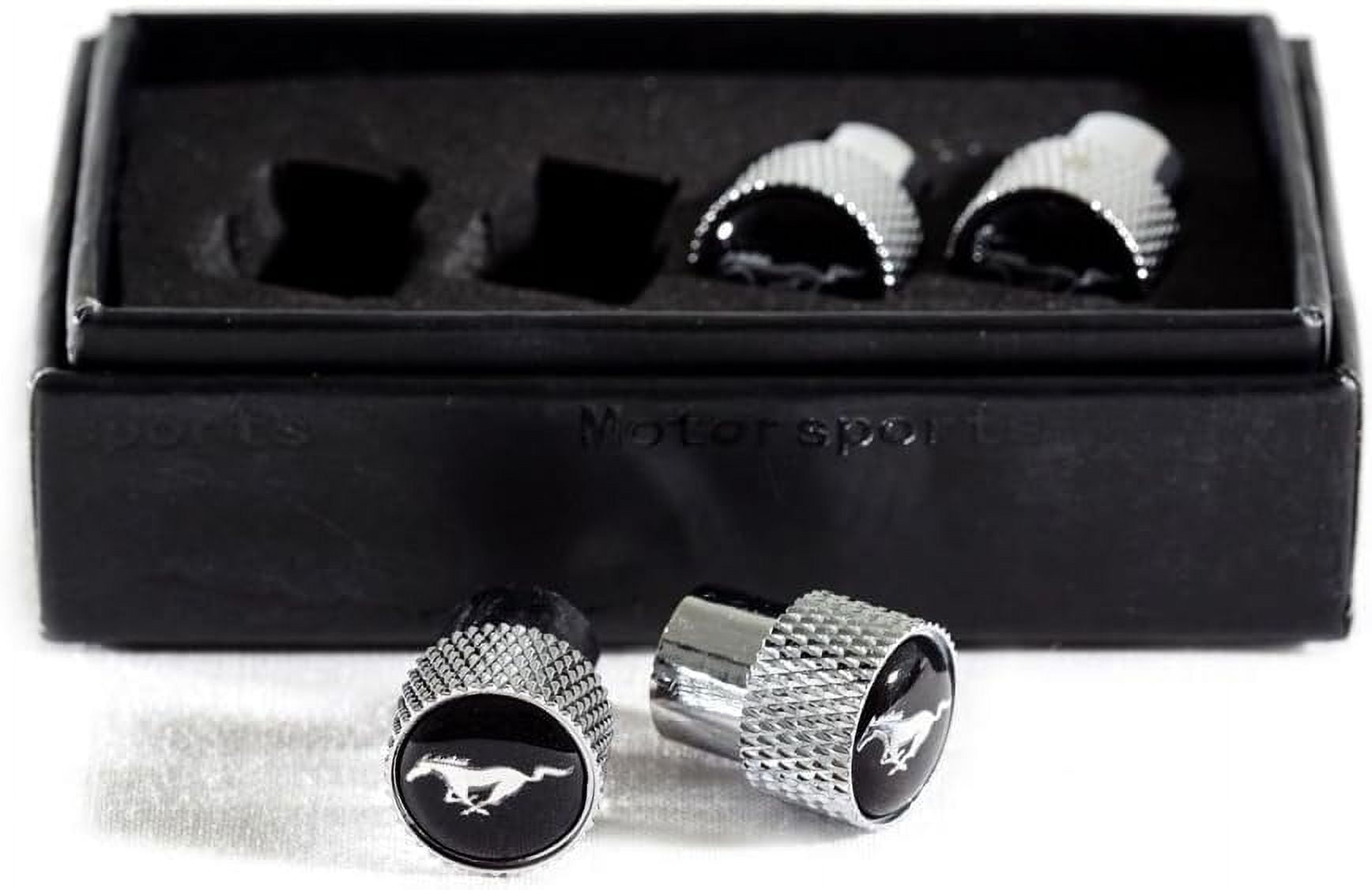 Eurosport Mustang Pony Logo Aluminum Valve Stem Caps - Knurled