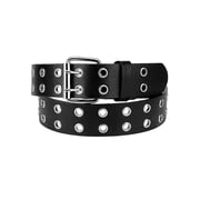 Eurosport Solid Rich Fashion Color Double Grommet Belt - BW9915A - Black - -Large