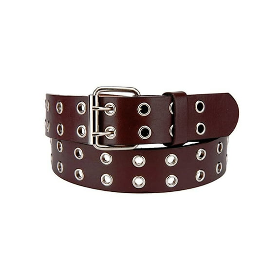 Eurosport Solid Rich Fashion Color Double Grommet Belt - BW9915A - Brown - Medium