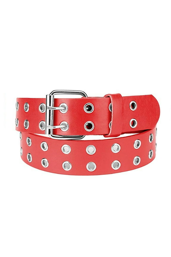 Eurosport Solid Rich Fashion Color Double Grommet Belt - BW9915A - Red - Large