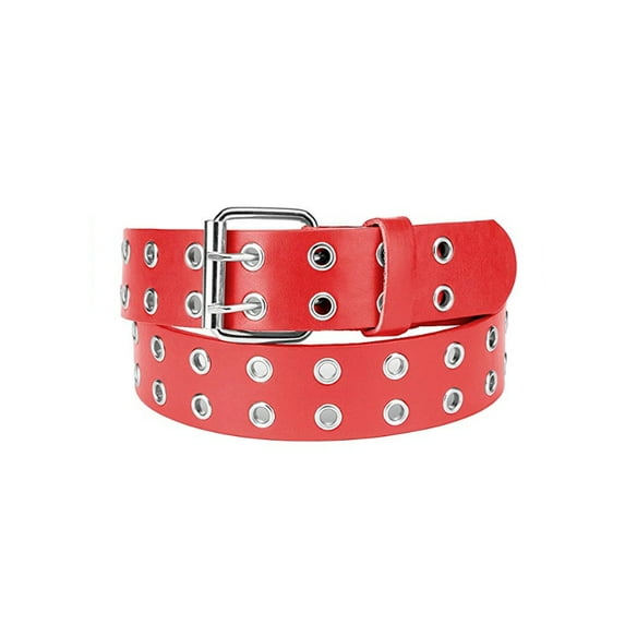Eurosport Solid Rich Fashion Color Double Grommet Belt - BW9915A - Red - X-Large